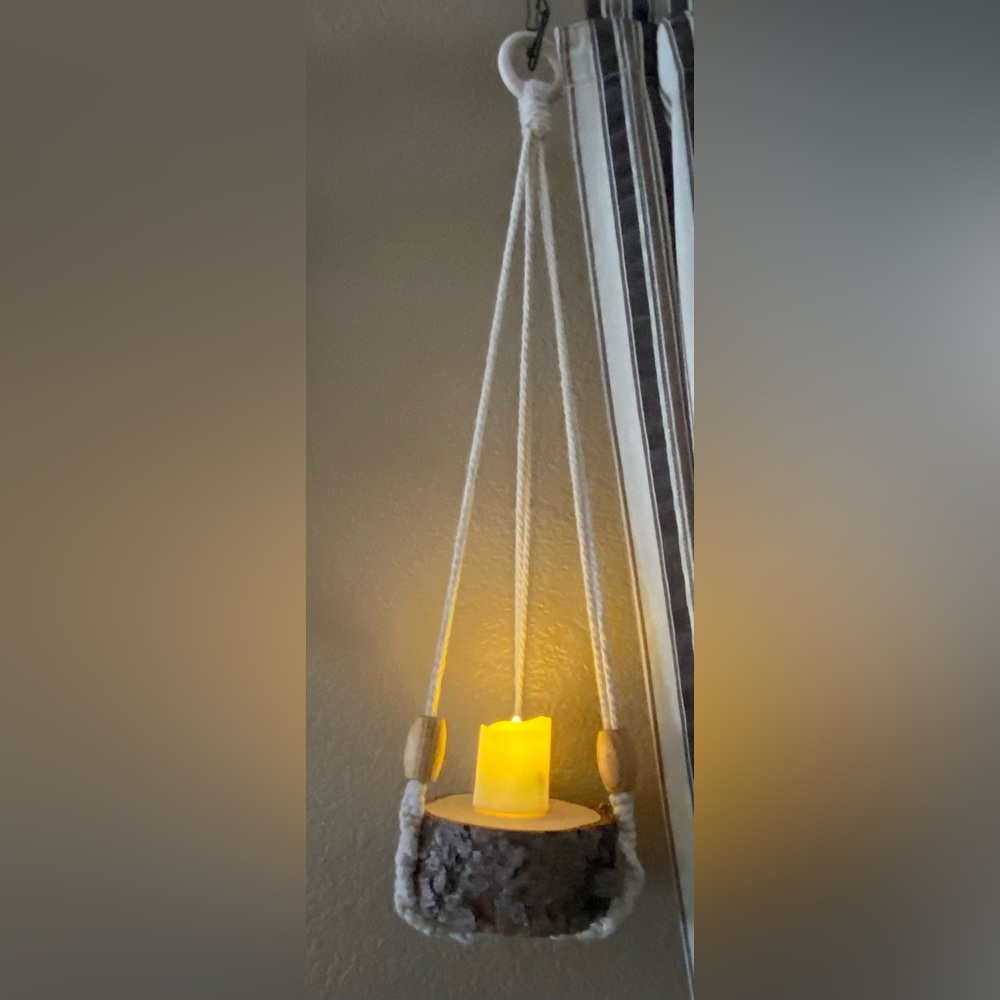 Handmade macramé votive holder